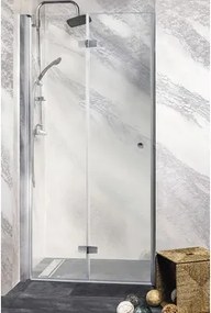 Ușă duș pliabilă Sanotechnik Sanoflex Duet, 85-87x195 cm, sticlă securizată transparentă, profil crom, stânga