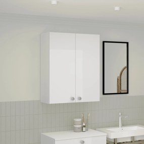 Corp Baie Zaria, Suspendat, 2 Usi, Alb lucios/Alb, MDF, L 60 x l 22 x H 72 cm