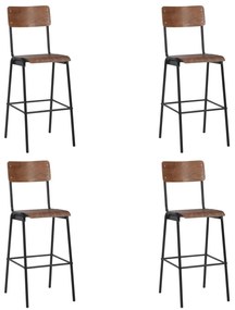 vidaXL Scaune de bar, 4 buc., placaj solid, oțel