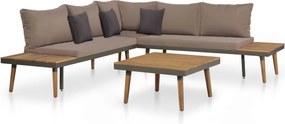 vidaXL Set mobilier grădină cu perne, 4 piese, maro, lemn acacia