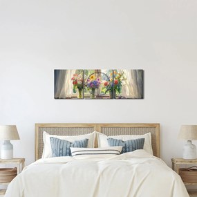Tablou - Buchet la fereastră (cu ceas) (90x30 cm)