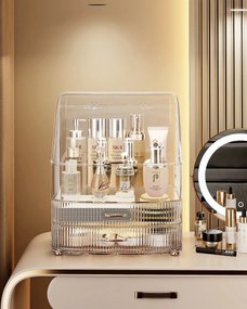 Organizator cosmetic, depozitare compartimentata, cu sertare, Negru