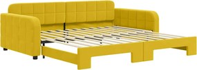 vidaXL Pat de zi cu extensie, galben, 100x200 cm, catifea
