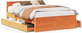 vidaXL Cadru pat fără saltea/cu tăblie maro 150x200 cm lemn masiv pin
