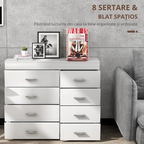 HOMCOM Comodă Elegantă pentru Casă și Birou cu Design Modern și Spațiu Amplu de Depozitare, 90x35x73 cm, Alb | Aosom Romania