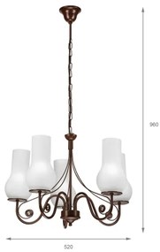 Lustră pe lanț Brilagi COTTAGE 5xE14/40W/230V maro/alb