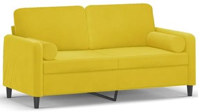 3200887 vidaXL Canapea cu 2 locuri cu pernuțe, galben, 140 cm, catifea