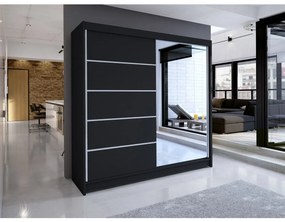 Dulap de haine Bastian III (Negru + Negru + oglindă) (iluminat LED rgb color). 1054207