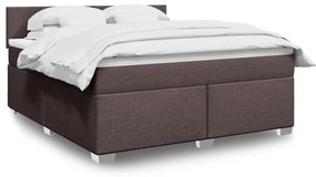 vidaXL Pat continental cu saltea maro închis 180x200cm material textil