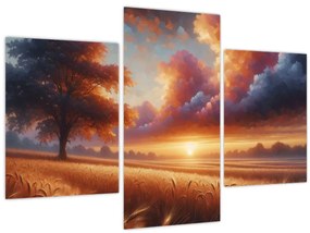 Tablou – Apus de soare pe câmp (90x60 cm)