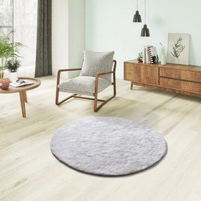 Covor alb rotund ø 120 cm Roma Liso – Universal