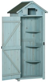 Magazie de Gradina Outsunny, din Lemn Impermeabila, 77x54,2x179cm, Albastru | Aosom RO