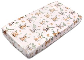 Cearceaf din bumbac cu elastic roata pentru patut 120x60 cm Kidizi On the Swing