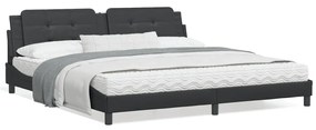 3214131 vidaXL Cadru de pat cu lumini LED, negru, 200x200 cm, piele ecologică