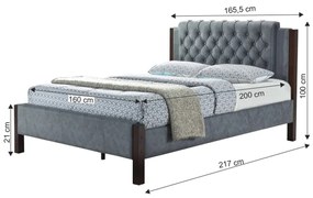 Pat, material textil gri, 160x200, KAROLA NEW