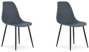 Set 2 scaune gri ardezie OSAKA cu picioare negre