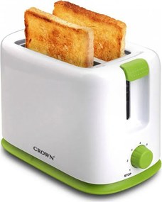 Prajitor de paine Crown CT-710WG, 700 W, 5 trepte, Fante largi, Ridicare inalta, Alb/Verde