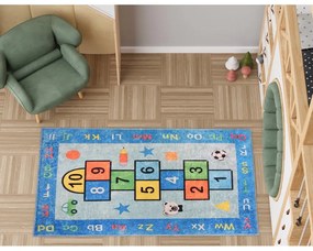 Covor de joacă pentru copii albastru lavabil 80x120 cm Hopscotch Blue – Vitaus
