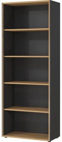 Bibliotecă gri antracit/în culoare naturală cu aspect de lemn de stejar 75x196x40 cm Podium – Germania