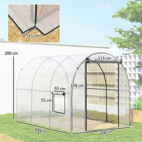 Outsunny Sera 3 x 2 x 2m cu Usa Rulanta si Fereastra, Transparent | Aosom Romania