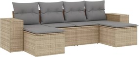 vidaXL Set canapele de grădină cu perne, 6 piese, bej, poliratan