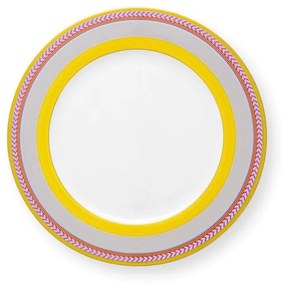 Farfurie din porțelan, Pip Studio, Stripes Yellow, 28cm, colecția Pip Chique