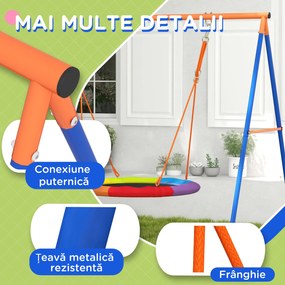 Outsunny Set de leagan pentru gradina, Leagan tip cuib pentru copii scaun de leagan cu structura in forma de A