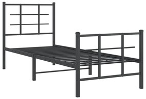 355570 vidaXL Cadru pat metalic cu tăblii de cap/picioare, negru, 80x200 cm