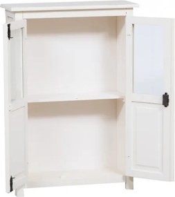 Vitrina mica, L68 25 H98 cm, alb antic, lemn masiv