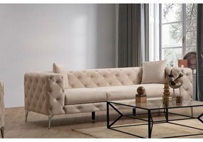 Canapea bej cu tapițerie din catifea 237 cm Como – Artie