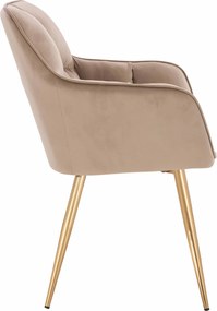 HR550 Scaun Latte Catifea cu Bază Aurie