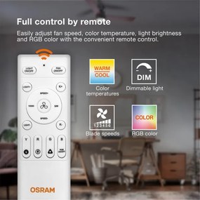 Osram - Ventilator de tavan LED RGB dimabil NORDES LED/18W/230V 3000-6500K + telecomandă