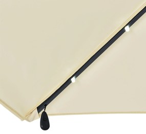 Umbrelã "Brazilia" 3 m cu iluminare LED crem, cu deschidere si suport gri