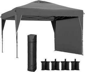 Outsunny Tonnelă/cort barnum de grădină pliant cu panou lateral detașabil + sac de transport, cadru oțel, țesătură Oxford | Aosom Romania