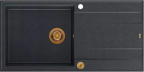 Chiuveta compozit incastrata Quadron Unique Evan 146 XL negru diamant - cupru 100x50 cm