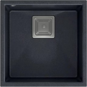 Chiuveta compozit sub blat Quadron Unique David 40 negru - inox 42x42 cm