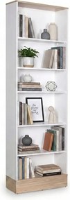 Bibliotecă Adore Base cu 6 Rafturi, Alb, 60x197x26 cm