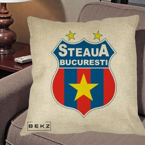 Perna Personalizata Steaua Bucuresti Fotbal, 40x40 cm, Crem, Husa Detasabila, Perna Inclusa, BEKZ®
