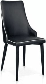 Scaun Molino, piele ecologica, structura metalica - NEGRU