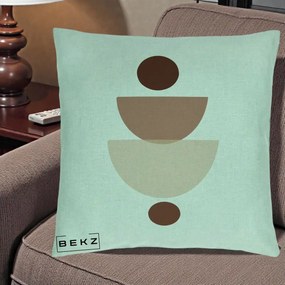 Perna Decorativa Geometric Boho Balance, 40x40 cm, Verde Menta, Husa Detasabila, Perna Inclusa, BEKZ®