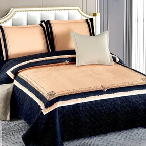 Cuvertura catifea matlasata, cu model, 5 piese, pat 2 persoane, 230x250 cm, CM07