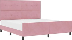 vidaXL Pat cu arcuri cu headboard Roz 180 x 200 cm Catifea