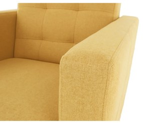 Fotoliu complet tapiţat, material textil muştar, AMEDIA