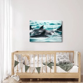 Tablou - Delfini în ocean (90x60 cm)