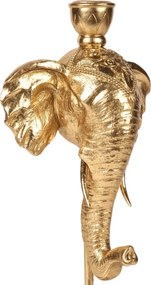Sfeșnic din polirășină, auriu, model elefant, 35,5 x 16 x 11,5 cm, „Kerala”
