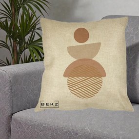 Perna Decorativa Geometric Boho Forme Terracotta, 40x40 cm, Crem, Husa Detasabila, Perna Inclusa, BEKZ®