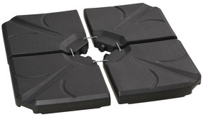 Outsunny 4 bucati baza de umbrela din plastic HDPE, umpluta cu apa si nisip pana la 18 kg, 103x103x8,3 cm, negru | AOSOM RO