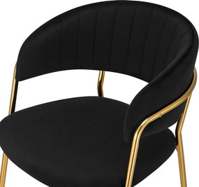Scaun de bar de design, material catifea neagră/gold crom auriu, DASMIN TIP 2