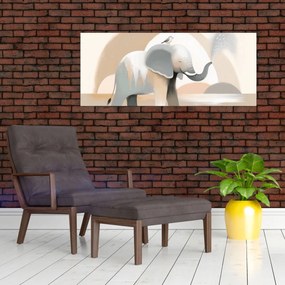 Tablou - Elefant în culori pastel (120x50 cm)