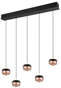 Lustră negru-arămiu LED cu abajur din metal Orbit – Trio Select